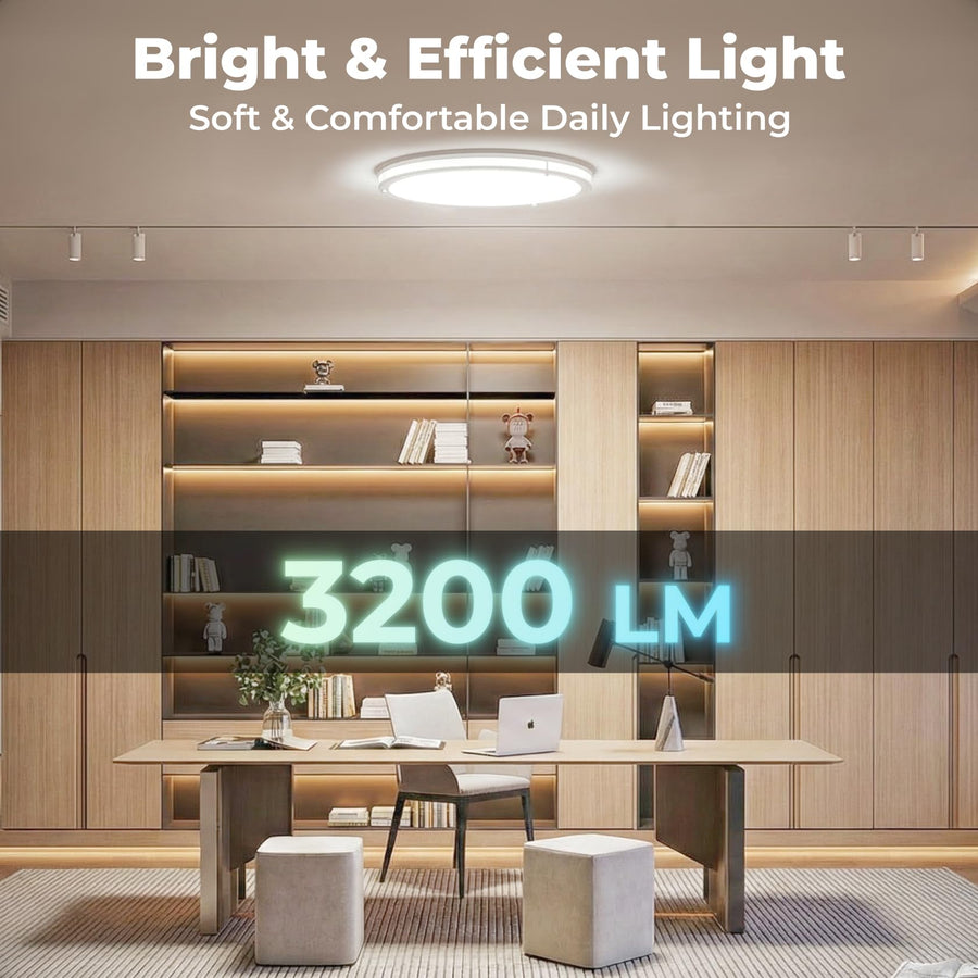 CINOTON 16" Smart Ceiling Light RGBCW, 40W LED Ceiling Light Fixture, 16 Million RGB & 2700K-6500K Adjustable for Bedroom Dining & Living Room Kitchen, Works with Alexa & Google Assistant