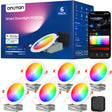 CINOTON RGBCW Smart LED Recessed Lighting with Gateway, Wi-Fi Canless Downlight with Junction Box, 16W Recessed Light Work with Alexa & Google Assistant,RGB & 2700-6500K Color Changing 6 Inch & 6 Pack