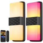 CINOTON Smart Outdoor Wall Lights, 1500LM RGB+IC+Warm/Cool White Porch Light, 44 Scene Modes, IP65 Waterproof Wall Sconce for Halloween Christmas Decor 2 Pack