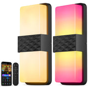 CINOTON Smart Outdoor Wall Lights, 1500LM RGB+IC+Warm/Cool White Porch Light, 44 Scene Modes, IP65 Waterproof Wall Sconce for Halloween Christmas Decor 2 Pack