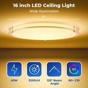 CINOTON 16" Smart Ceiling Light RGBCW, 40W LED Ceiling Light Fixture, 16 Million RGB & 2700K-6500K Adjustable for Bedroom Dining & Living Room Kitchen, Works with Alexa & Google Assistant