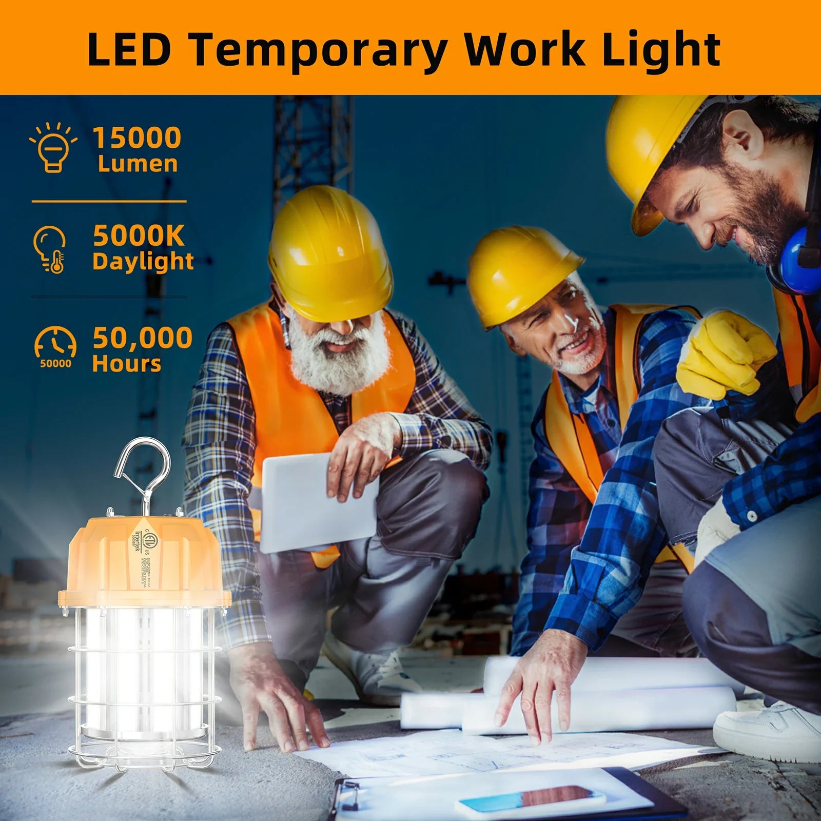 CINOTON 100W Portable LED Construction Work Light With US Plug 5000K ...
